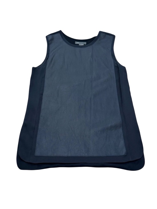 vince Tops - Vince Black Silk Leather Panel Sleeveless Top 2010s